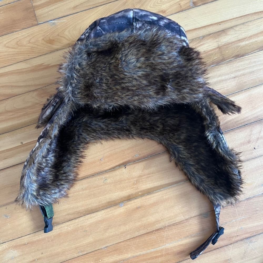 Jackfield Camouflage Trapper Hat Faux Fur Lined Ear Flaps Buckle Closure